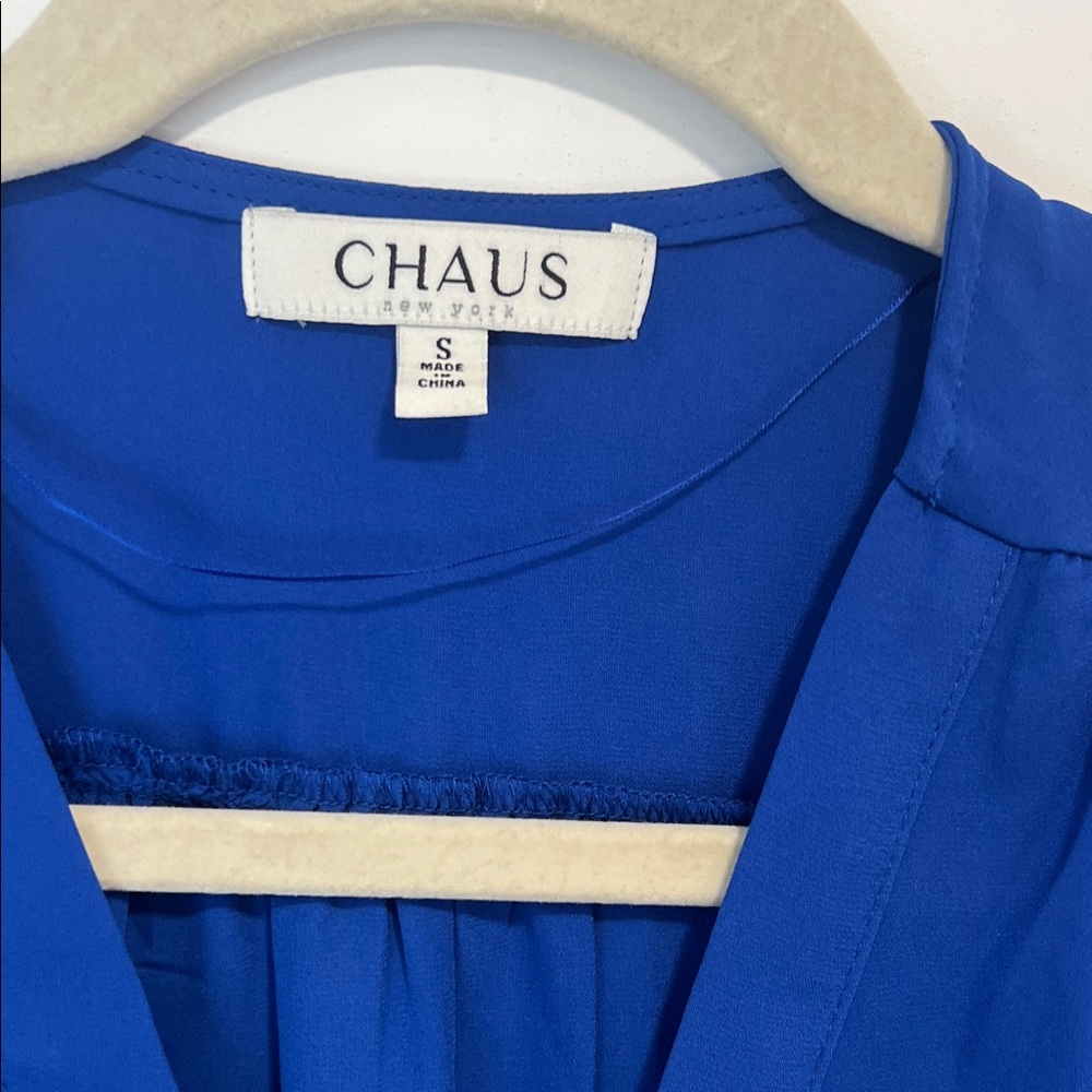 Chaus Women's Royal Blue Flutter Sleeve Blouse - Picture 3 of 4